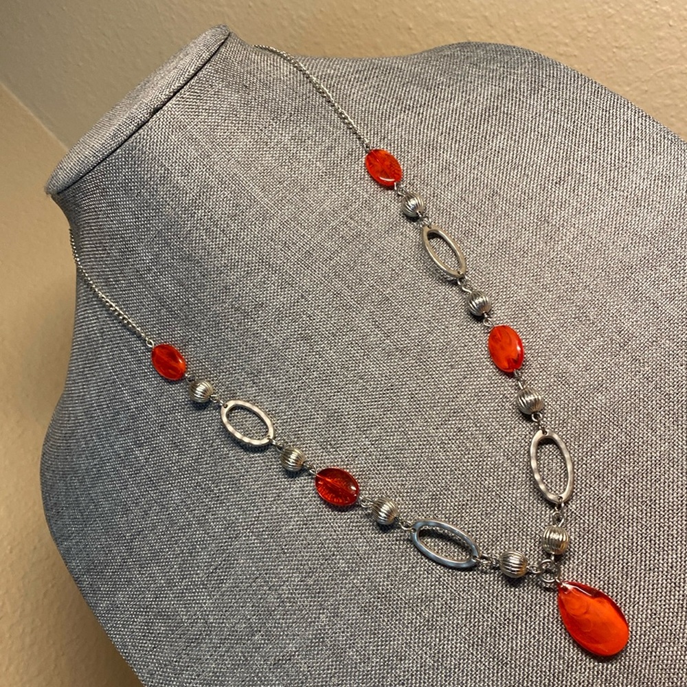 Vintage Red/Silver Statement Necklace